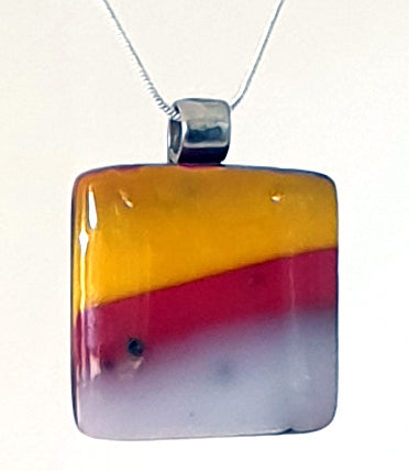 Glass pendant in yellow, pink and white