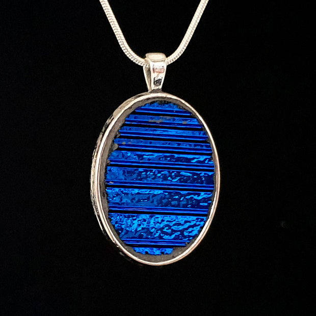 Dichroic Glass Jewelry. Australian handmade dichroic jewellery pendant blue  cabochon