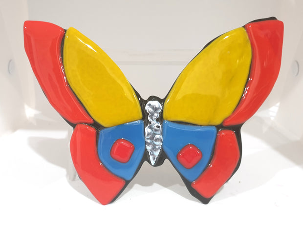 Red, yellow and blue butterfly  17cms x 13cms