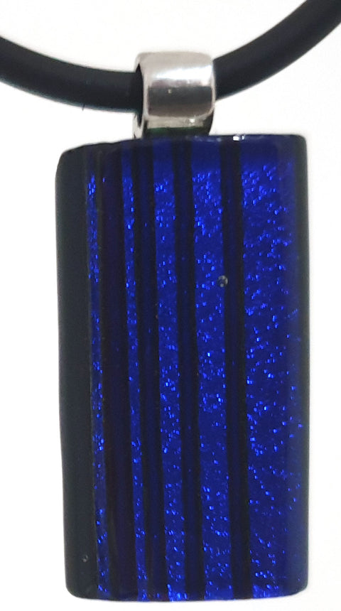 Blue striped dichroic glass pendant 3.5 x 1.5 cms
