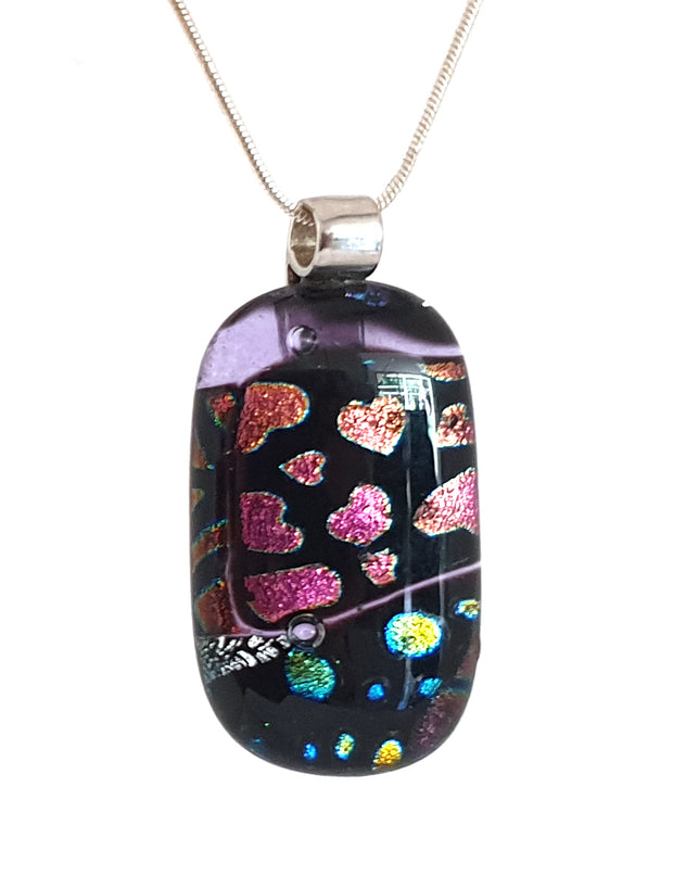 Dichroic Jewellery Pendant with heart detail  401