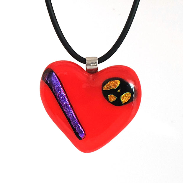 Heart Pendant 4.5cms with black neoprene necklace