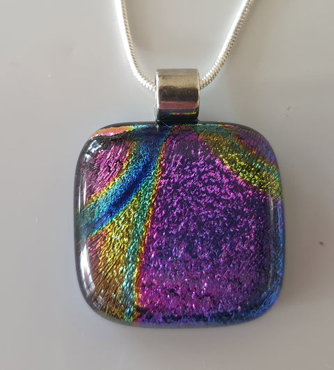 purple and multi-coloured dichroic pendant in Perth
