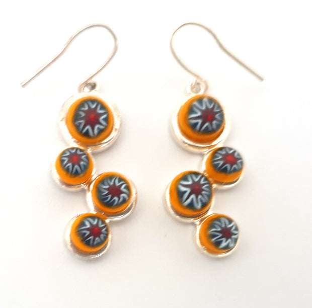 Stunning murrine dangly earrings with starburst