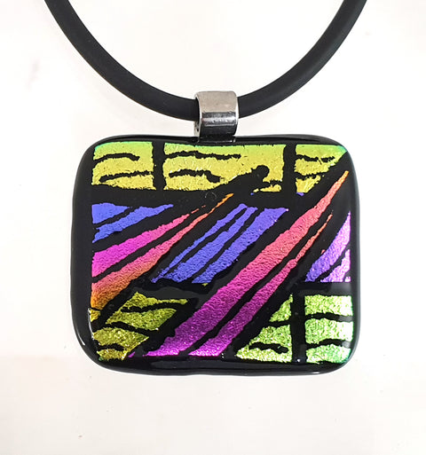 BOHO STYLE Engraved Dichroic Pendant - scroll for details