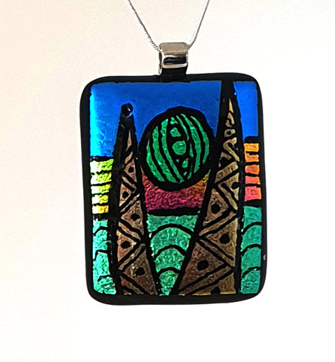 hand engraved dichroic pendant in Perth