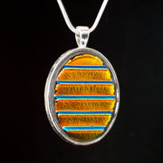 Pendant Gold Dichroic with fine Blue stripes   2001