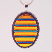 Pendant Gold Dichroic with fine Blue stripes   2001