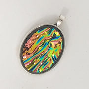 Green, gold to pink Dichroic Glass Pendant 2008