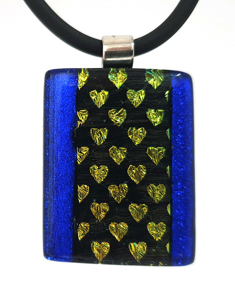 Dichroic Hearts Pendant Necklace - Scroll for details