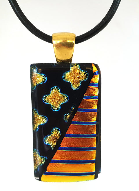 Dichroic Pendant in Black and Gold  952