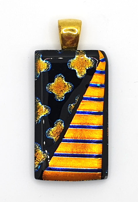 Stunning Gold and Black Dichroic Pendant5.5cms long