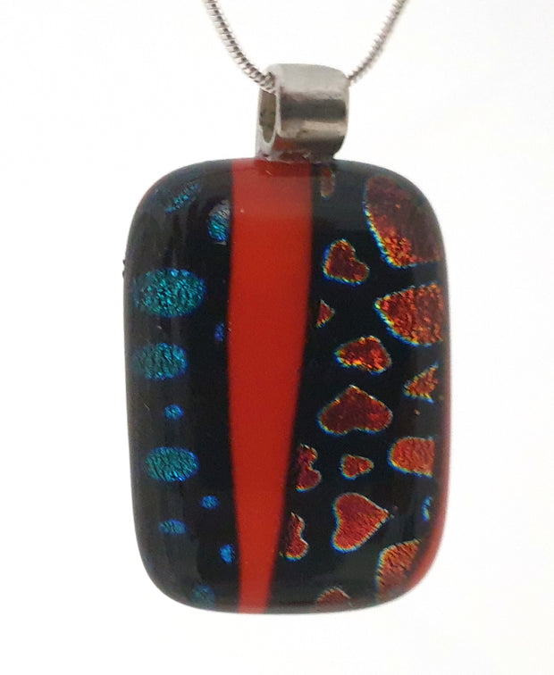 Red pendant blue and red heart design