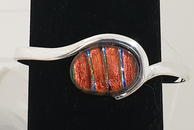 Stunning wave cuff bracelet set with orange gold dichroic