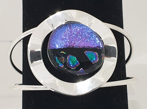 Silver Plated Bracelet purple and blue dichroic setting No 105