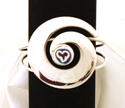Sterling Silver Plated Swirl Cuff Bracelet with Heart Millefiori Adjustable  Dramatic Glass Designs
